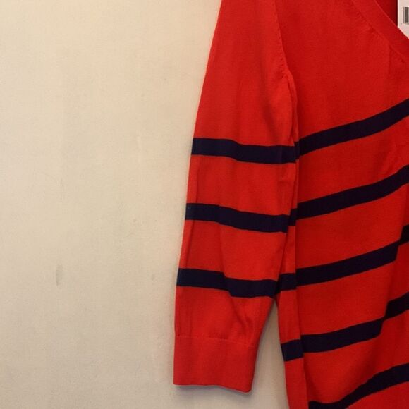 Tommy Hilfiger orange red blue striped cardigan Size L NWT - Picture 3 of 9